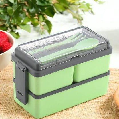 3-in-1 Compartment Lunch Box Tiffin Box Lunch Box with Fork & Spoon