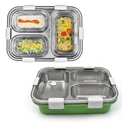 Stainless Steel Vacuum Lunch Box with 3 Compartments With Cutlery